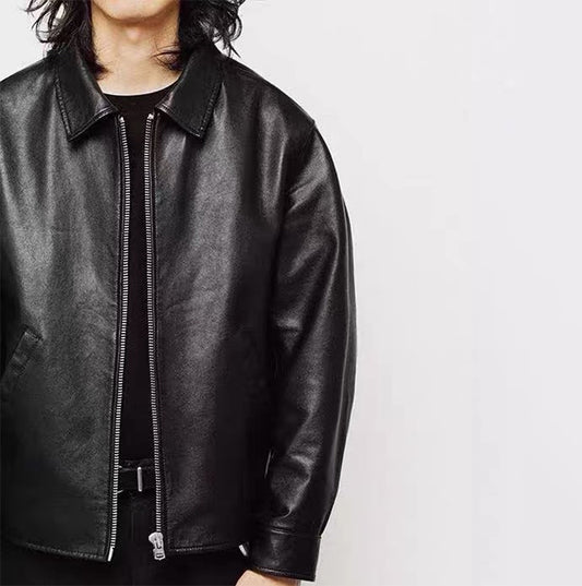 ゆったりシルエット◇植物タンニン鞣しイタリア産シープレザー ジャケット◇S～2XL