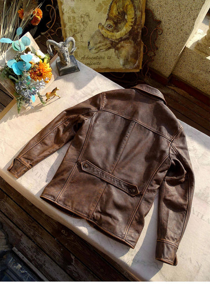 ◆30's ヴィンテージ復刻デザイン茶芯 カウレザー ジャケット◆S~5XL