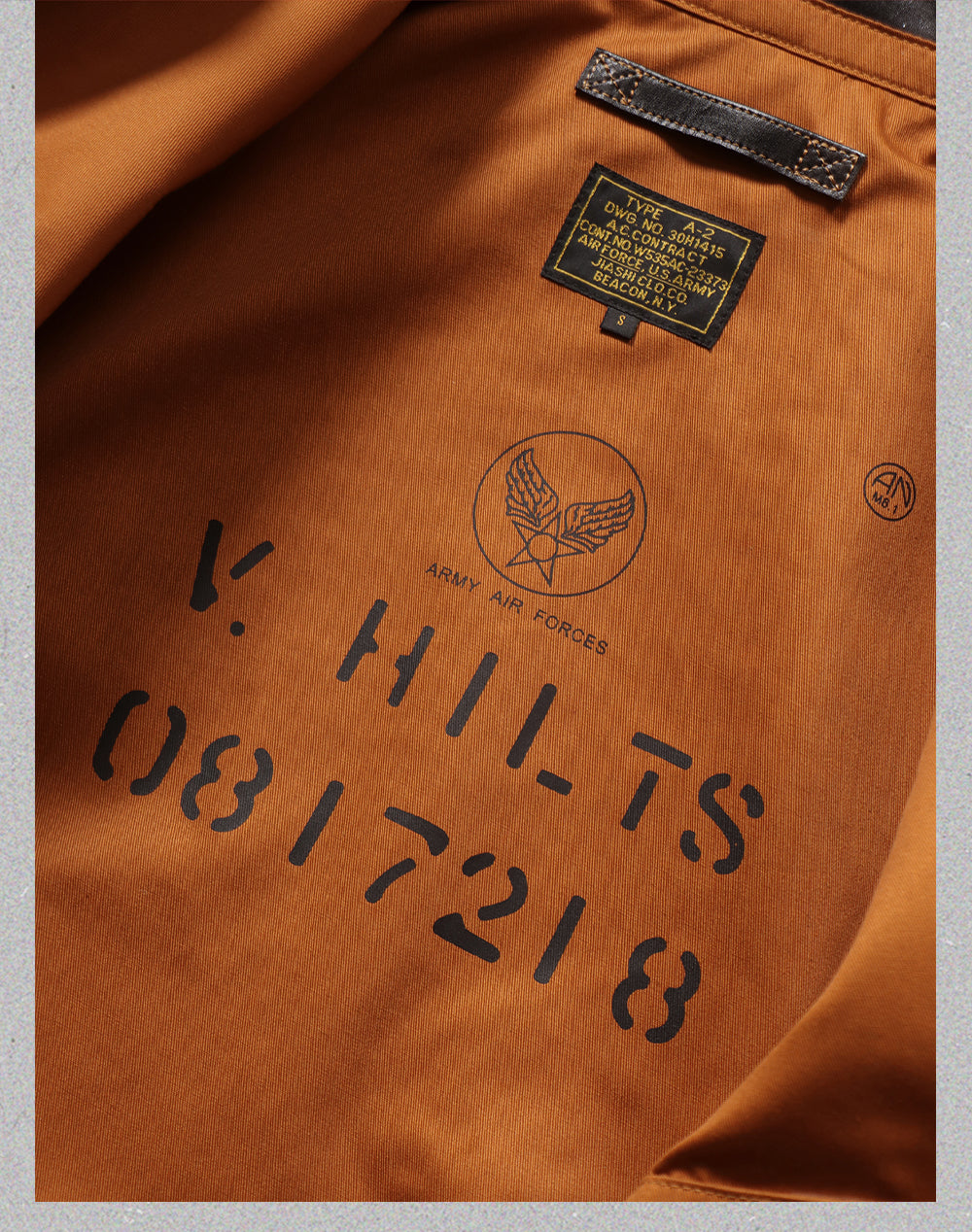 ハンドペイントのワッペンがキュート✩ヴィンテージ復刻 植物タンニン鞣しホースハイドレザー メンフィスベルモデル A-2ジャケット✩