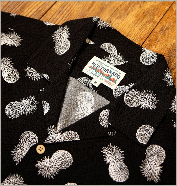 △コットン 半袖 パイナップル柄アロハシャツ▽S～3XL