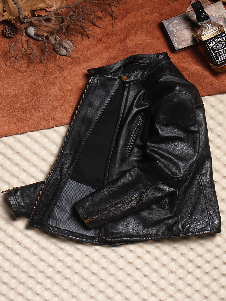昨シーズン物売り切りセール◇カウレザー シングルライダースジャケット◇M～5XL