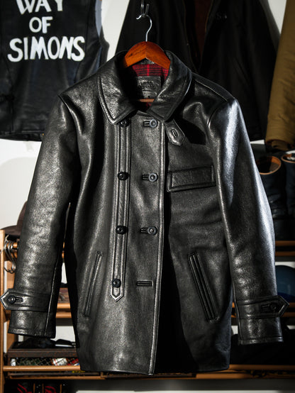 ☆ヴィンテージ復刻デザイン ゴートレザー コルビジェジャケット/ブラック☆S～3XL