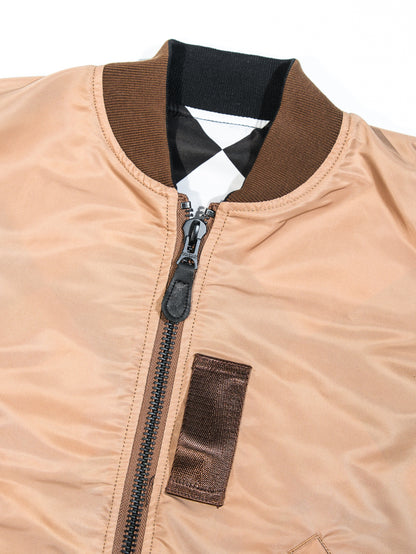 ▲リバーシブルデザイン チェッカー柄MA-1ジャケット▼S～2XL