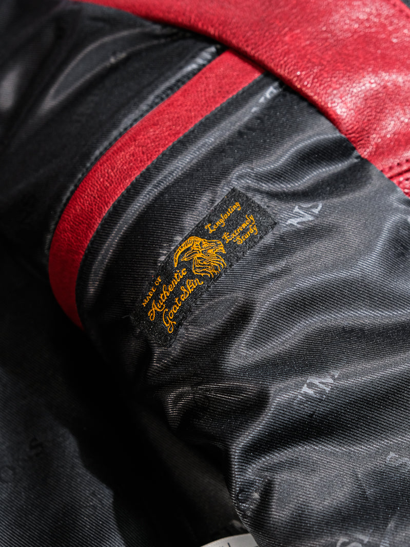 ◇ヴィンテージ復刻 J-100型 カフェレーサースタイル ゴートレザー シングルライダースジャケット◇ レッドS～3XL