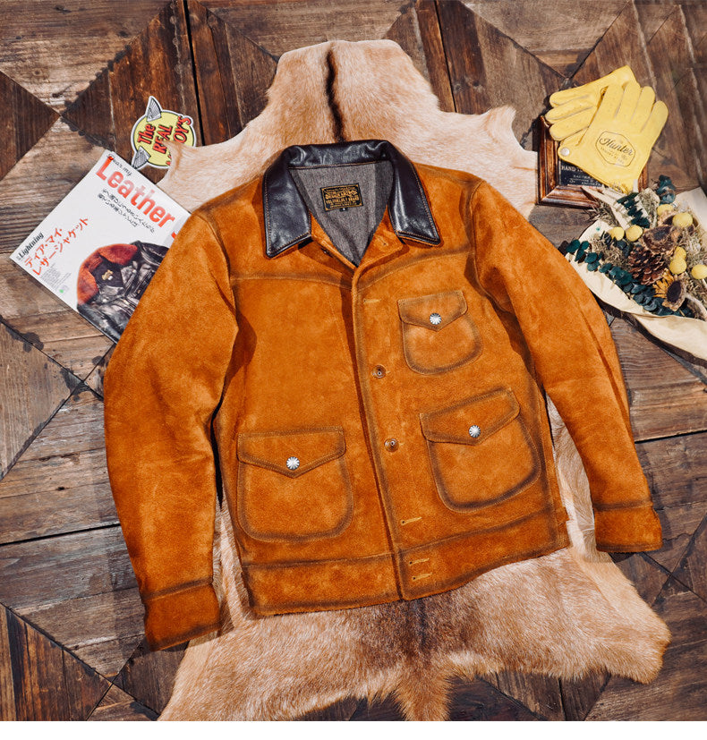 ★ヴィンテージ復刻 ヌバックレザー ウエスタンジャケット★S～5XL