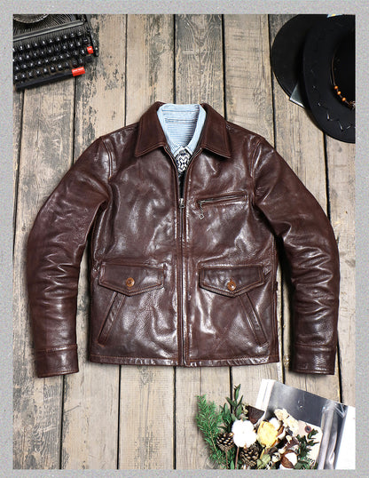 1930's VINTAGE復刻デザイン  植物タンニンなめし イタリア産ゴートレザー シングルライダースジャケット M～4XL