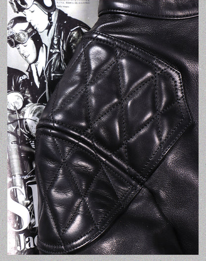 ▲ビンテージ復刻 植物タンニン鞣しカーフレザー ウォシャブル シングルライダース ジャケット▼S～5XL