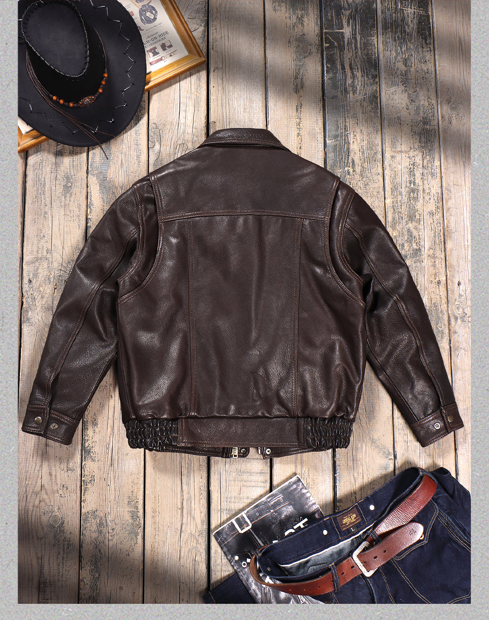 2色展開△水染ゴートレザー  ブルゾン▽ S～5XL