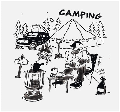 ◆CAMPING LIFEプリント片ポケＴシャツ◆S～2XL