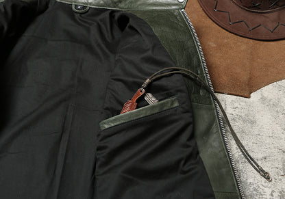 オイルカウレザー シングルライダース ジャケット M～4XL