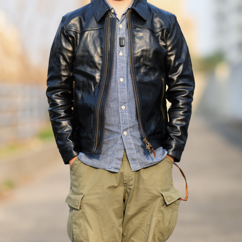 ✩ヴィンテージ復刻 デザイン茶芯 ホースハイドレザー シングルライダース ジャケット✩ M～2XL