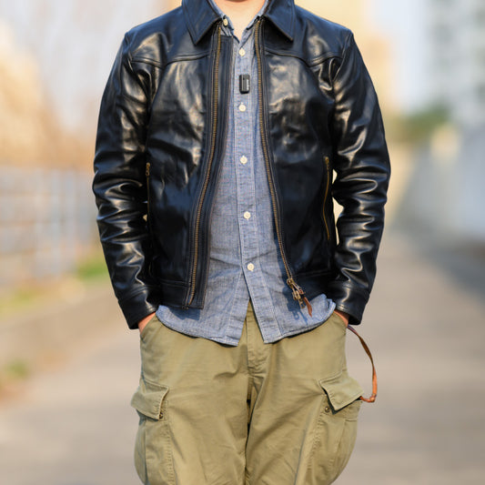 ✩ヴィンテージ復刻 デザイン茶芯 ホースハイドレザー シングルライダース ジャケット✩ M～2XL