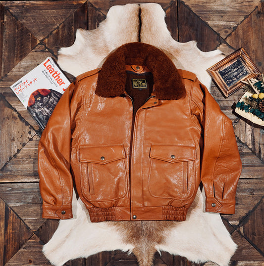 ３色展開◇植物タンニン鞣しシープレザーG-1  フライトジャケット◇S～4XL