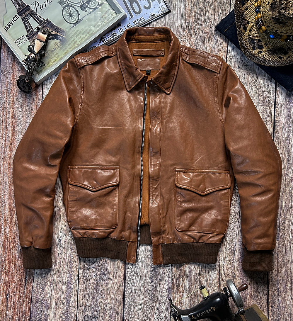 ◇◇ヴィンテージ復刻 ゴートレザーA-2ジャケット◇◇M~3XL