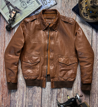 ◇◇ヴィンテージ復刻 ゴートレザーA-2ジャケット◇◇M~3XL
