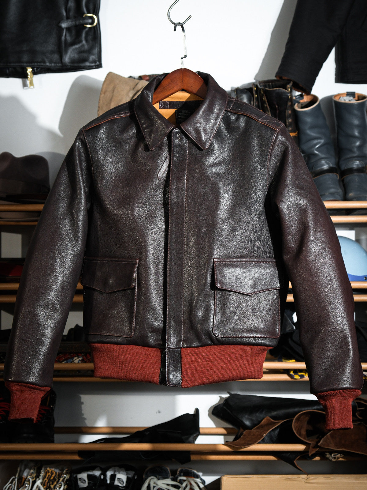 1.3㎜厚△ヴィンテージ復刻 ゴートレザー A-2ジャケット▽S～3XL