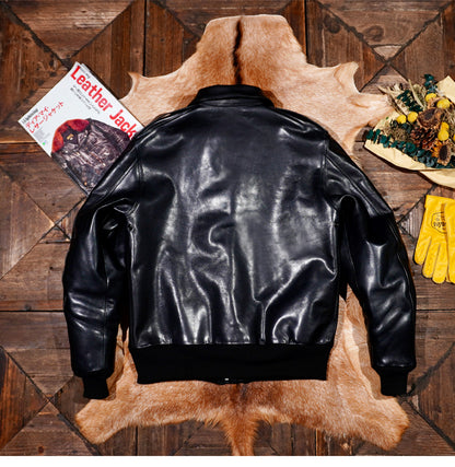 △ヴィンテージ復刻 植物タンニン鞣しホースハイドレザー A-2ジャケット▽S～5XL