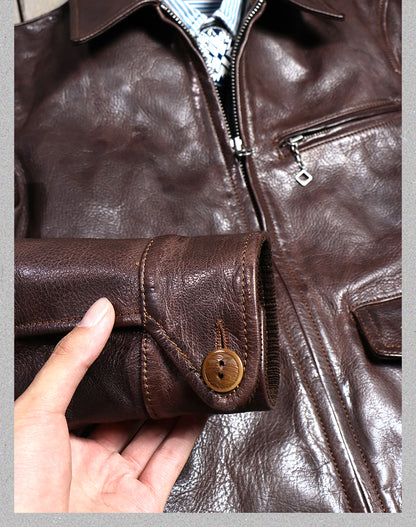 1930's VINTAGE復刻デザイン  植物タンニンなめし イタリア産ゴートレザー シングルライダースジャケット M～4XL