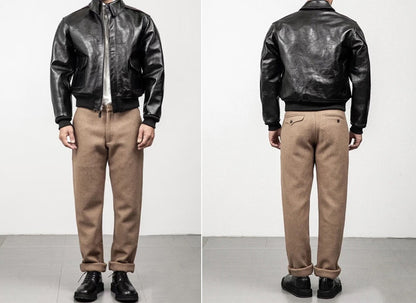 △ヴィンテージ復刻 植物タンニン鞣しホースハイドレザー A-2ジャケット▽S～5XL