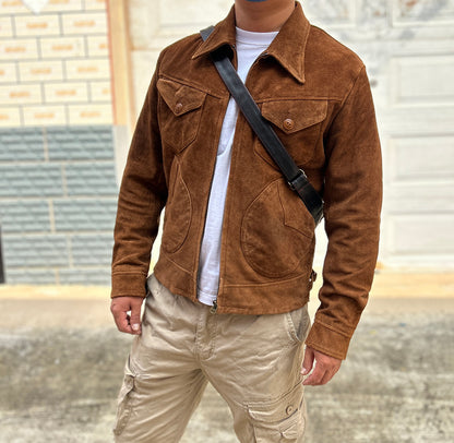 ◆70’s ヴィンテージ復刻 カウレザー スウェード シングルライダース ジャケット◆M～3XL