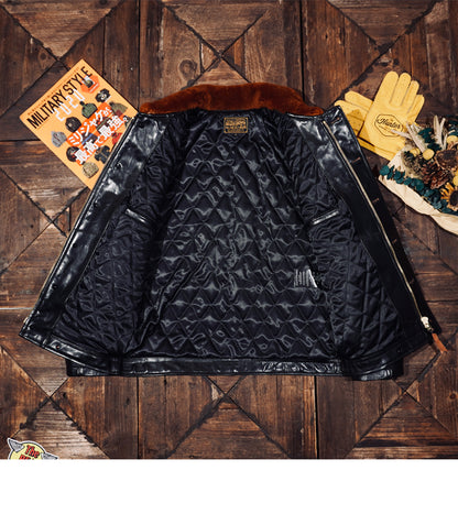 ★ヴィンテージ復刻 茶芯ホースハイドレザー N-1デッキジャケット★S～4XL