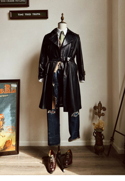 ◇ヴィンテージ復刻 日本産カウレザー モーターサイクルコート◇S～3XL