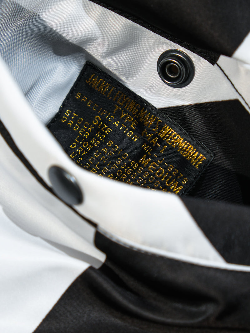 真冬にも▲リバーシブルデザイン チェッカー柄MA-1ジャケット 中綿入り▼S～2XL