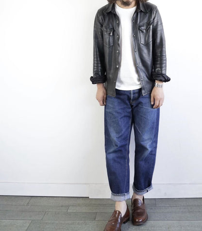 昨シーズン物売り切りSALEプライス★薄手0.5mm厚★シープレザー ウエスタンシャツ★S～5XL