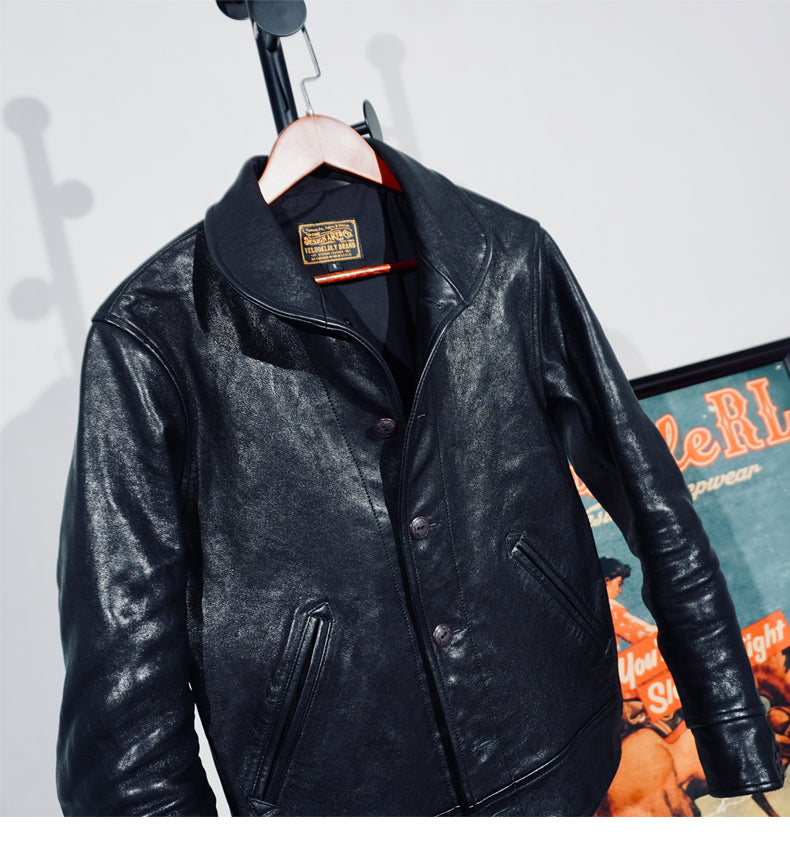 ★1930's VINTAGE復刻デザイン 植物タンニン鞣しシープレザーコサックジャケット★