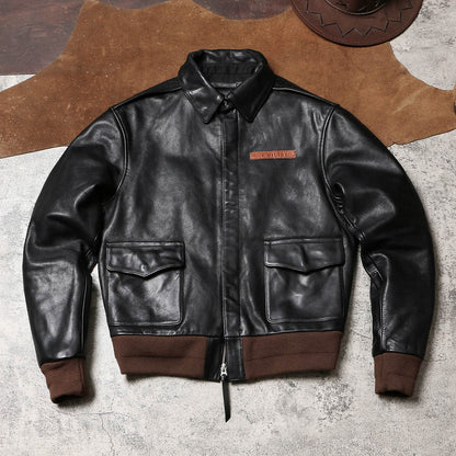 △ヴィンテージ復刻 植物タンニン鞣し 1.5mm ホースハイドレザー A-2ジャケット▽S～4XL