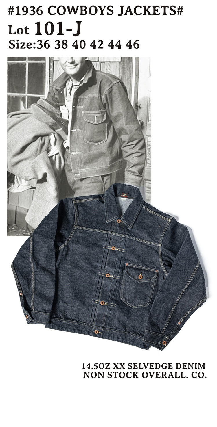 ▲1st型 506モディファイモデル/14.5OZ 三本針ステッチング セルビッチデニムジャケット▼サイズ36～46