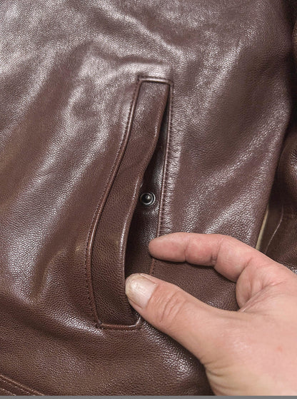 SALEプライス★VINTAGE復刻デザイン 植物タンニンなめし ゴートレザー シングルライダースジャケット★M～5XL　ブラウン