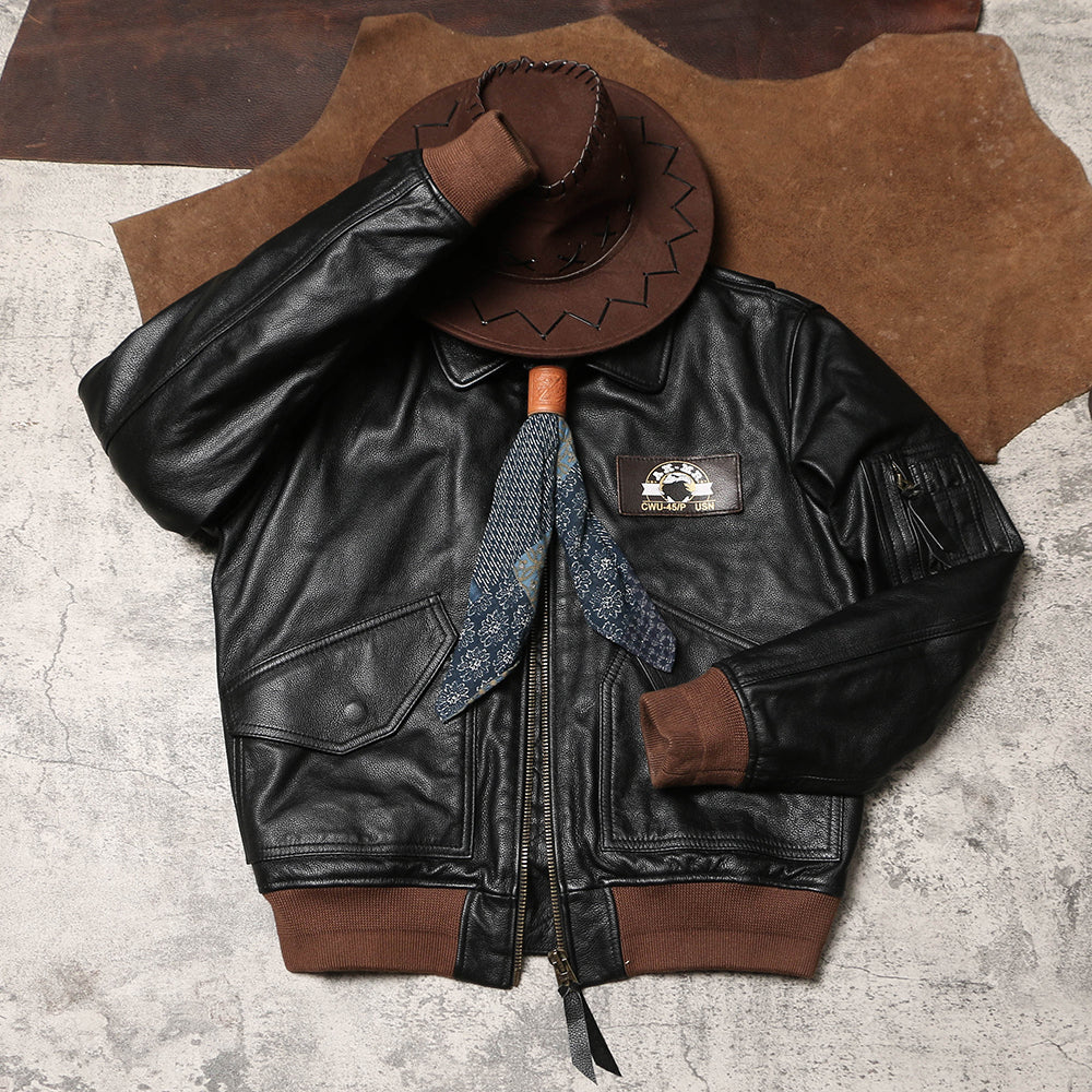 △ヴィンテージ復刻 カウレザー CWU-45/Pフライトジャケット▽S～5XL