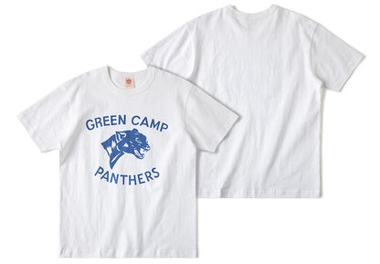 ２色展開◆色味、プリントの雰囲気もGOOD◆ヴィンテージ復刻GREEN CAMP PANTHERSプリント Ｔシャツ◆S～2XL