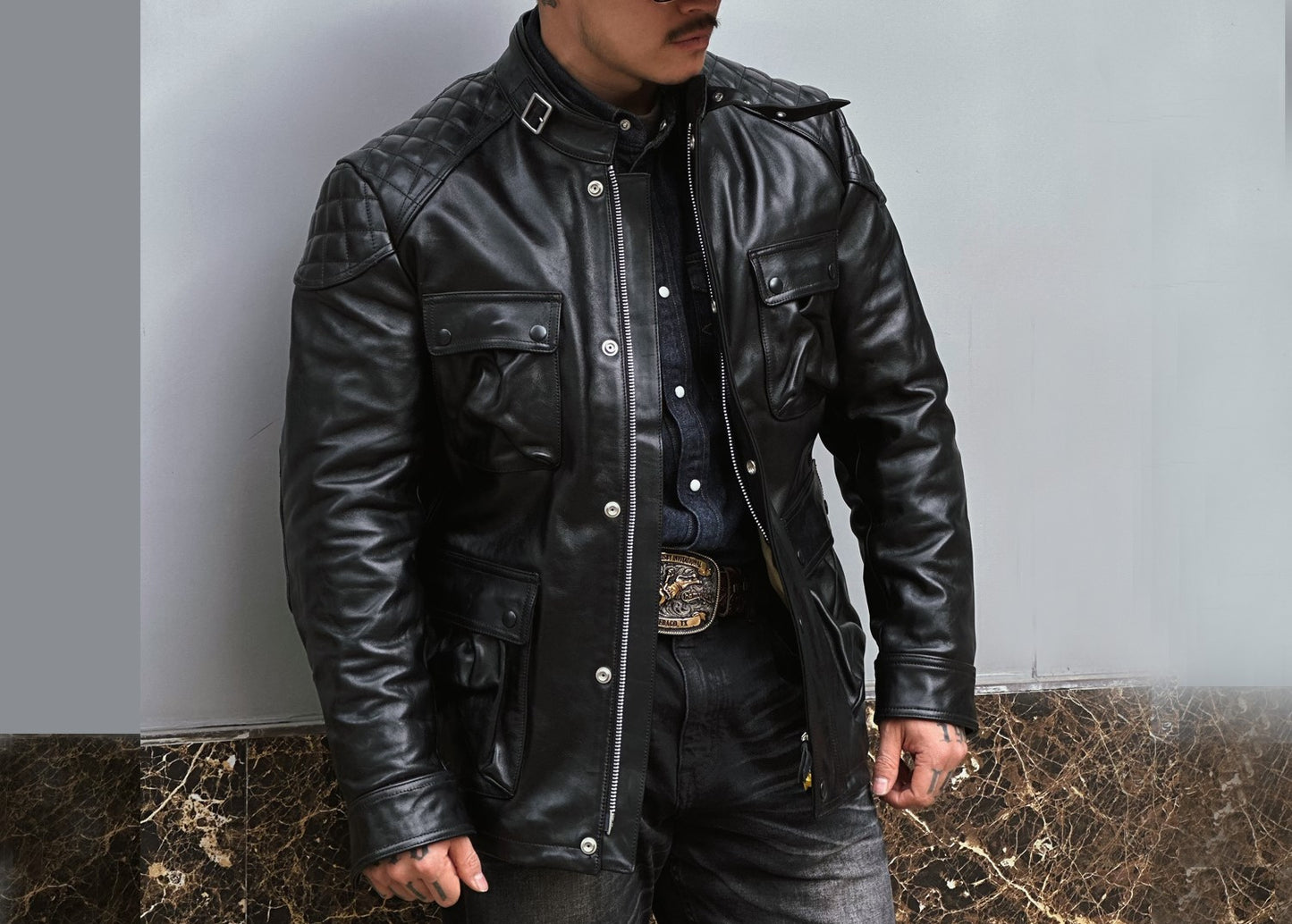 ✩細部のディテールまで完璧な拘り 植物タンニン鞣しホースハイドレザーモーターサイクルジャケット✩S～4XL