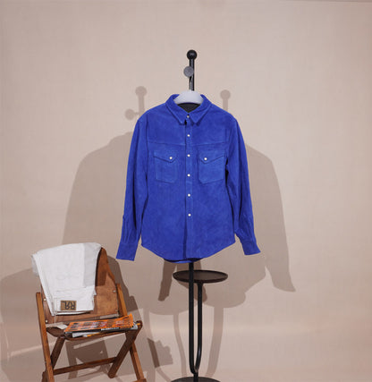 ４色展開☆カウレザー スウェード ウエスタンシャツ☆S～4XL