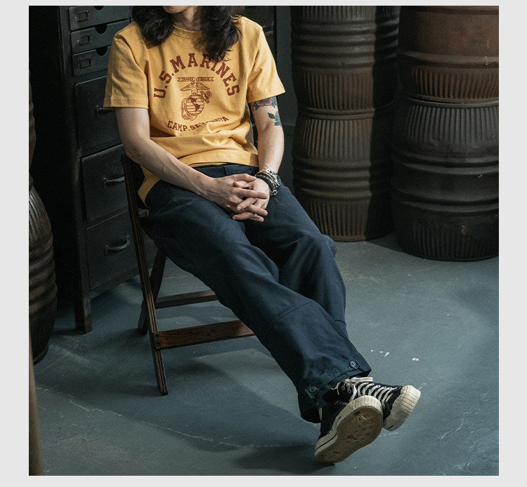 ２色展開◆色味、プリントの雰囲気もGOOD◆ヴィンテージ復刻 US MARINES プリント Ｔシャツ◆S～2XL