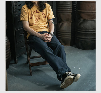 ２色展開◆色味、プリントの雰囲気もGOOD◆ヴィンテージ復刻 US MARINES プリント Ｔシャツ◆S～2XL