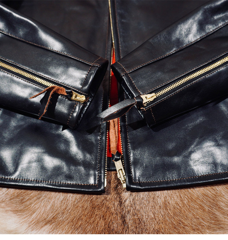 ◇ヴィンテージ復刻 植物タンニン鞣しホースハイドレザー CHP ポリスジャケット◇