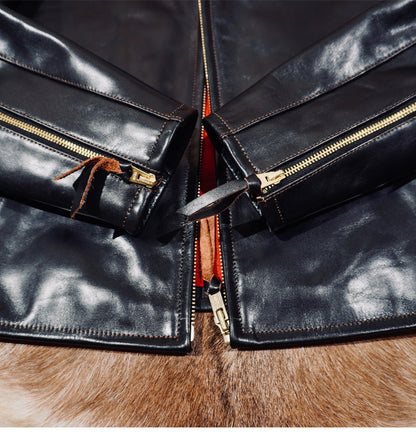 ◇ヴィンテージ復刻 植物タンニン鞣しホースハイドレザー CHP ポリスジャケット◇