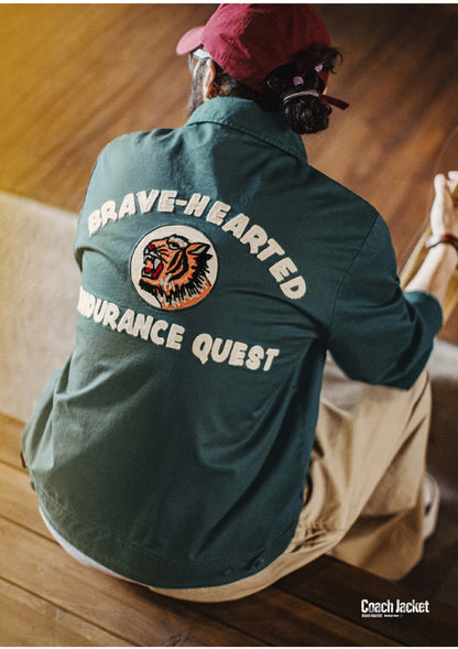虎の刺繍が可愛い◇BRAVE HEARTED コットン ブルゾン◇S～2XL