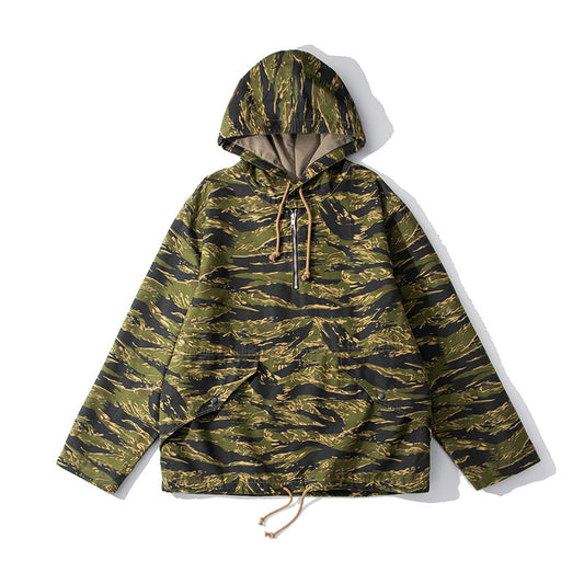 ◇コットン タイガーカモフラージュ ミリタリーアノラックジャケット◇S～2XL