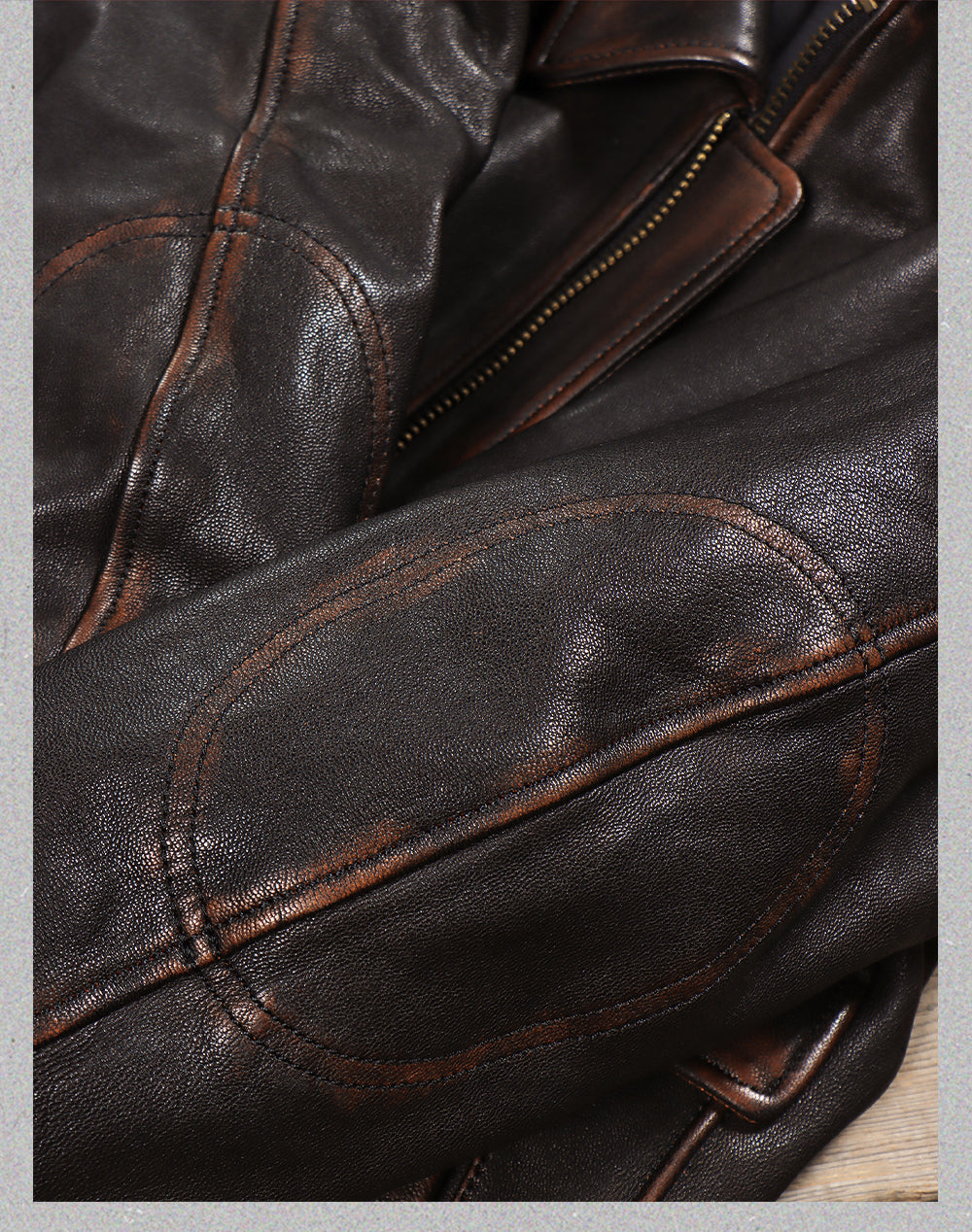 △ヴィンテージ復刻 植物タンニン鞣し茶芯ゴートレザー A-2ジャケット