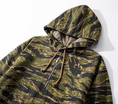 ◇コットン タイガーカモフラージュ ミリタリーアノラックジャケット◇S～2XL