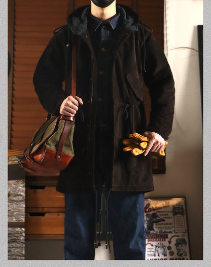 ▲ヴィンテージ復刻 イタリア産スウェードレザーM-51 フィッシュテイルコート▼ダークブラウン