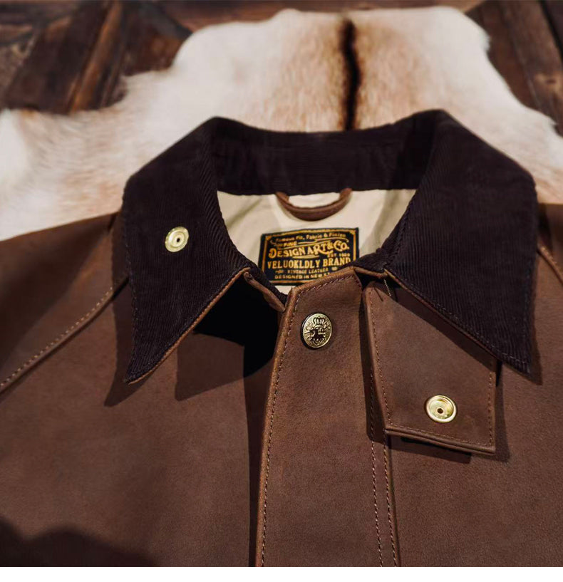 ３色展開▲細部のディテールまで完璧な拘り▲カウレザー ジャケット▼M～4XL