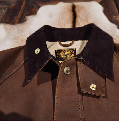 ３色展開▲細部のディテールまで完璧な拘り▲カウレザー ジャケット▼M～4XL