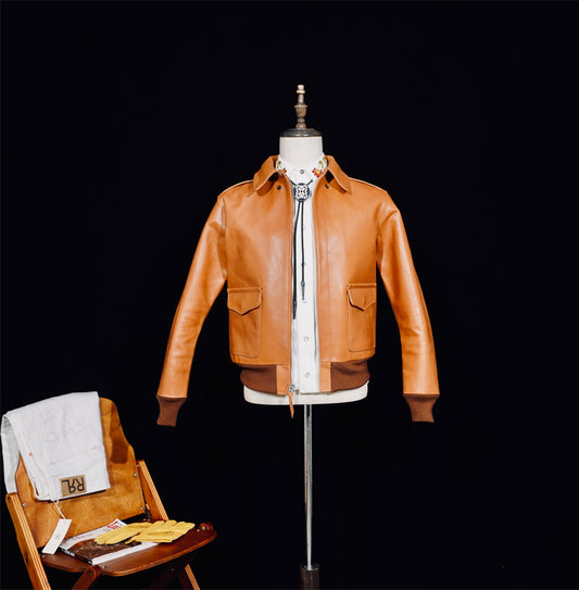 △ヴィンテージ復刻 植物タンニン鞣しホースハイドレザー A-2ジャケット▽S～4XL