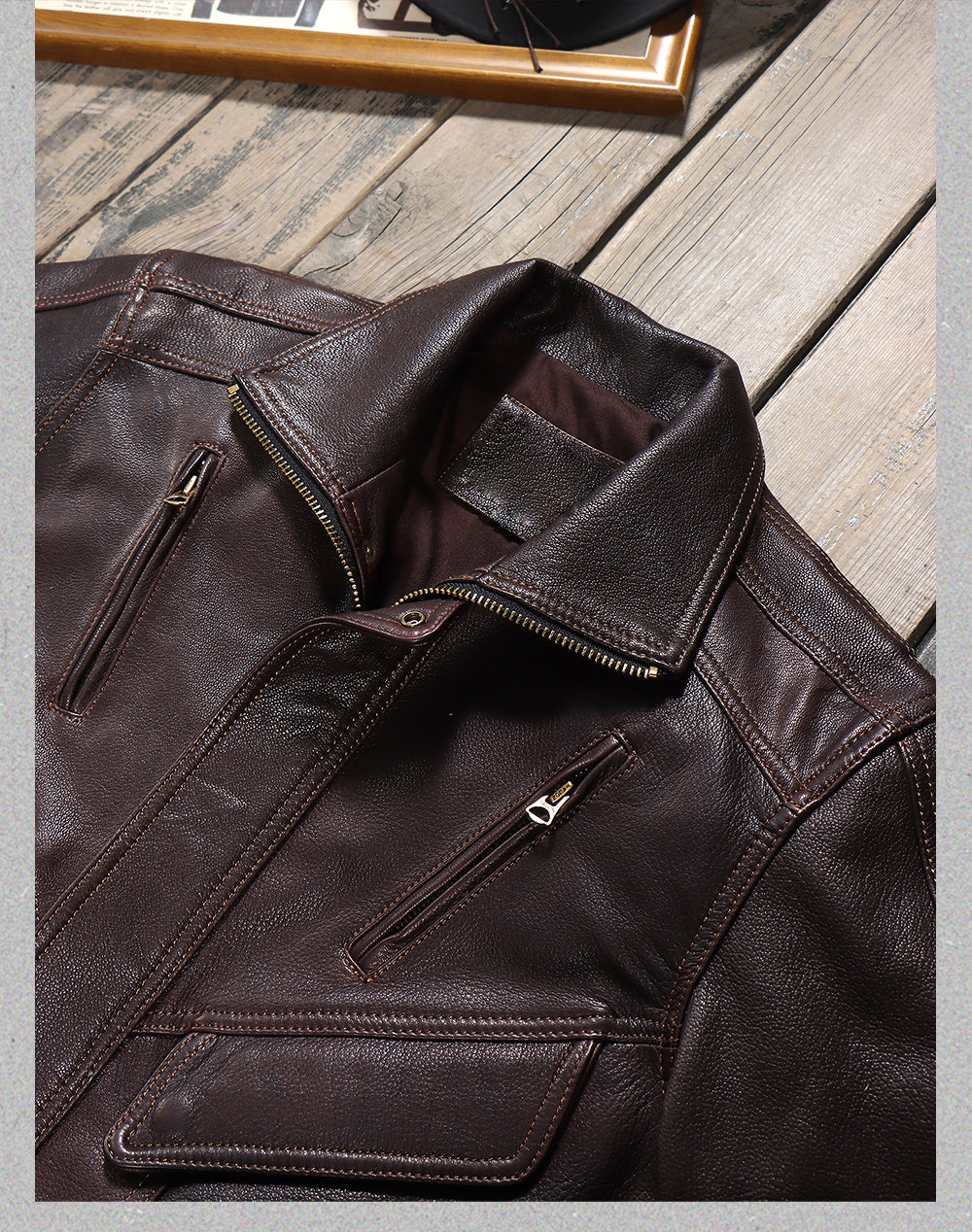 2色展開△水染ゴートレザー  ブルゾン▽ S～5XL