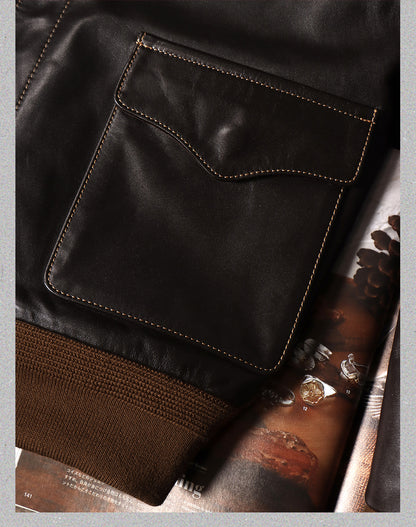 ハンドペイントのワッペンがキュート✩ヴィンテージ復刻 植物タンニン鞣しホースハイドレザー メンフィスベルモデル A-2ジャケット✩